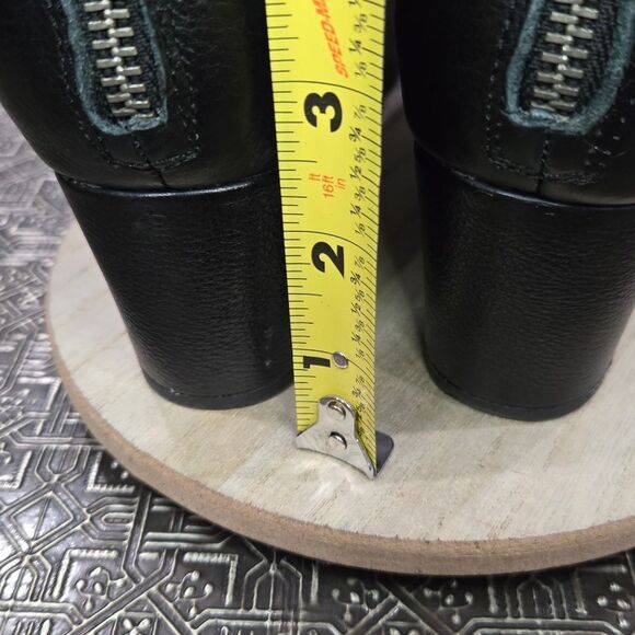 🐢 Kenneth Cole Gentle Souls Size 8.5 Black Leather Wedge Booties - Picture 12 of 13